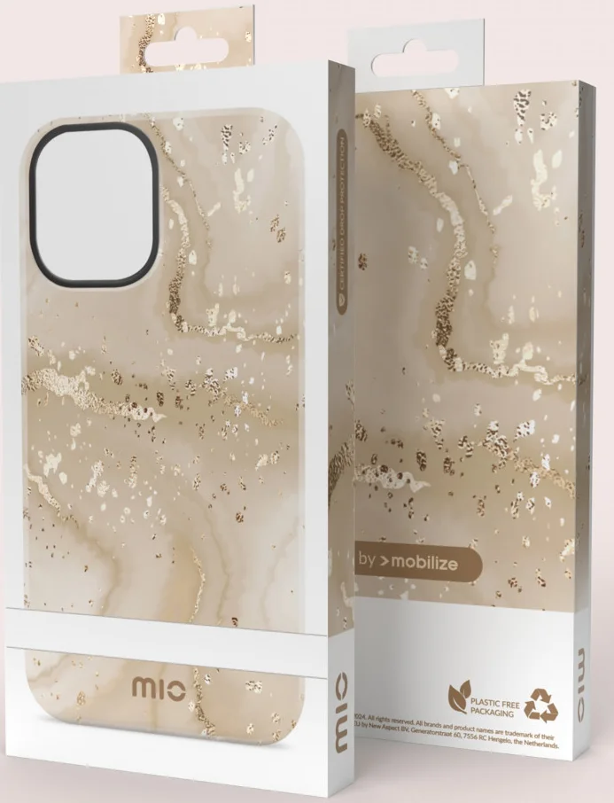MIO MagSafe Apple iPhone 16 Plus Hoesje Hard Shell Back Cover Gold Marble afbeelding 11