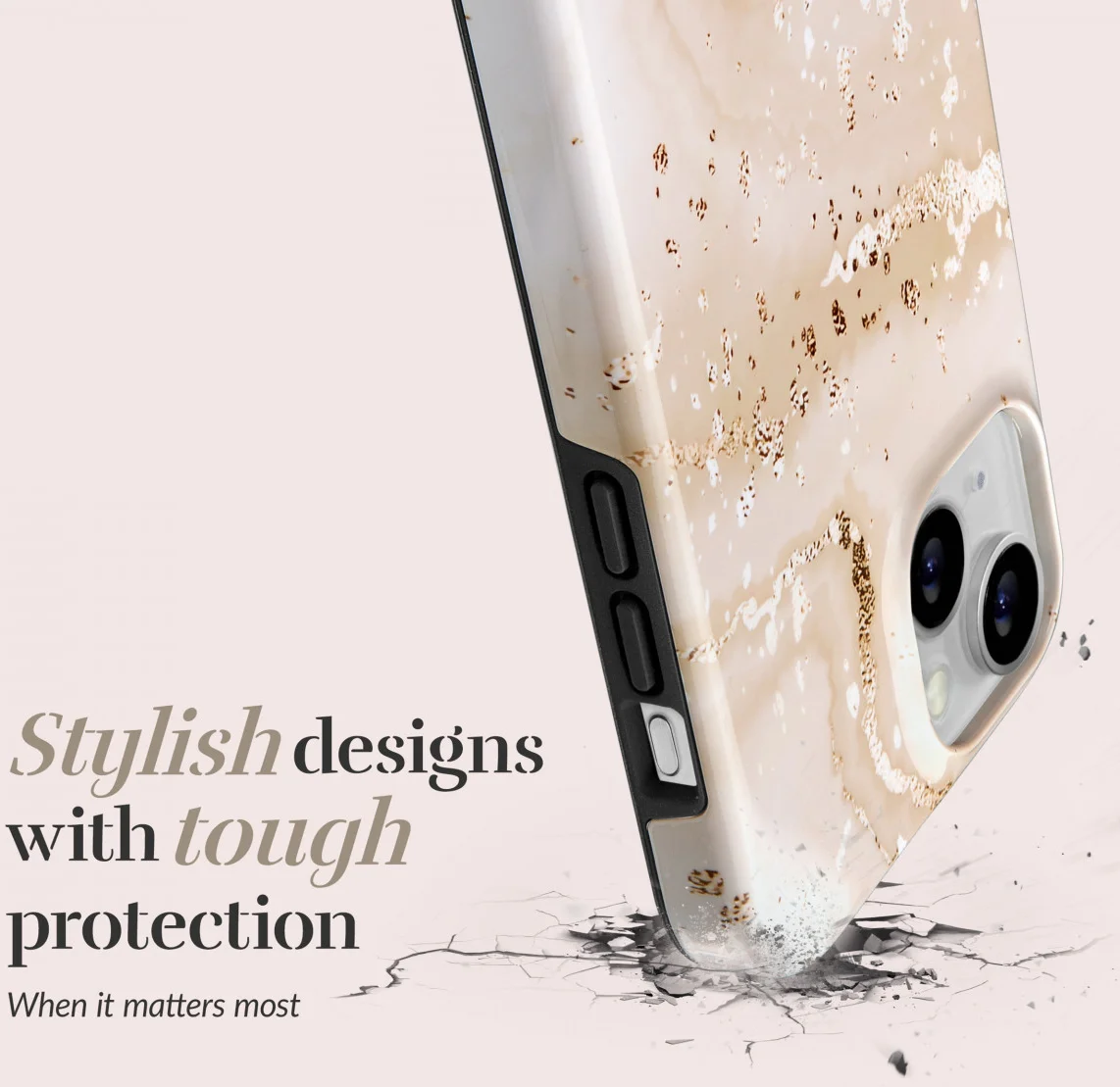 MIO MagSafe Apple iPhone 16 Plus Hoesje Hard Shell Back Cover Gold Marble afbeelding 5