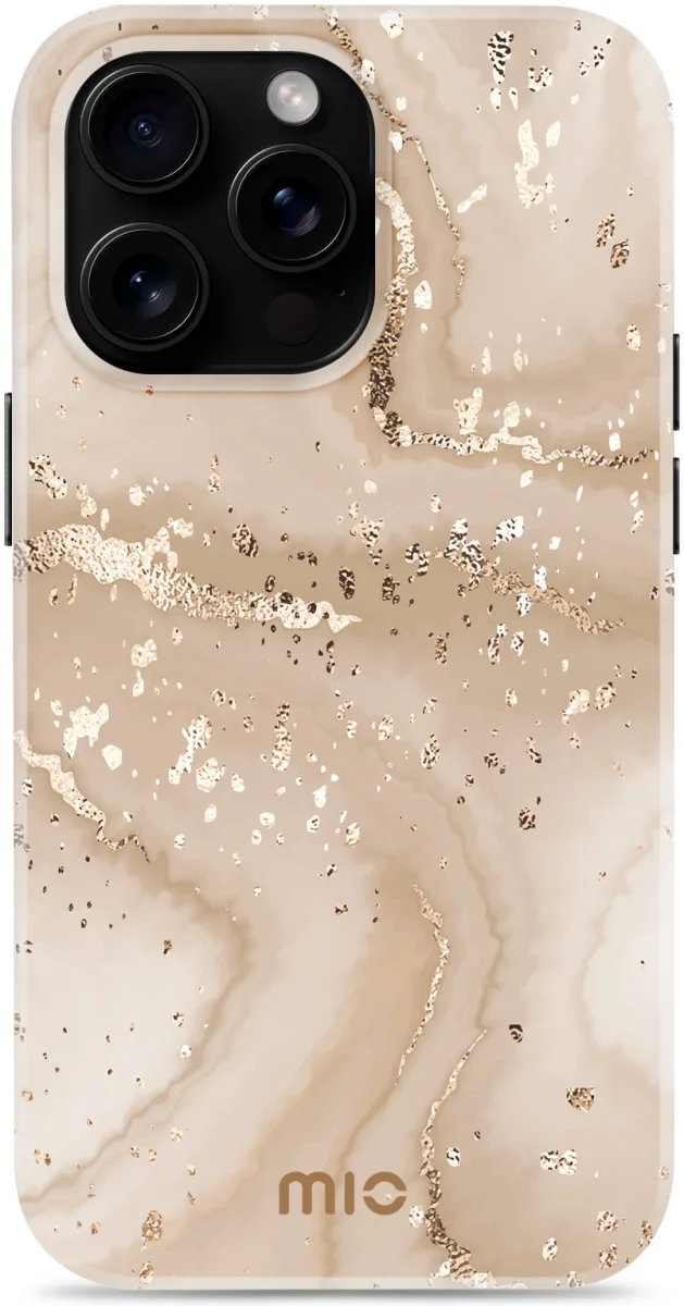 MIO MagSafe iPhone 16 Pro Max Hoesje Hard Shell Back Cover Gold Marble afbeelding 1