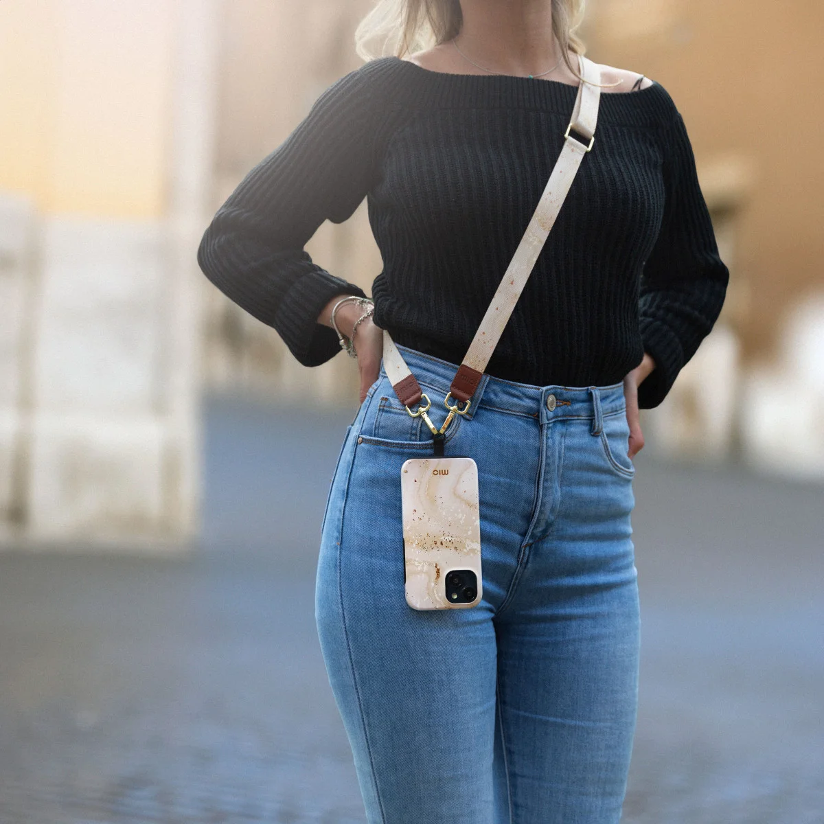 MIO MagSafe iPhone 16 Pro Max Hoesje Hard Shell Back Cover Gold Marble afbeelding 9