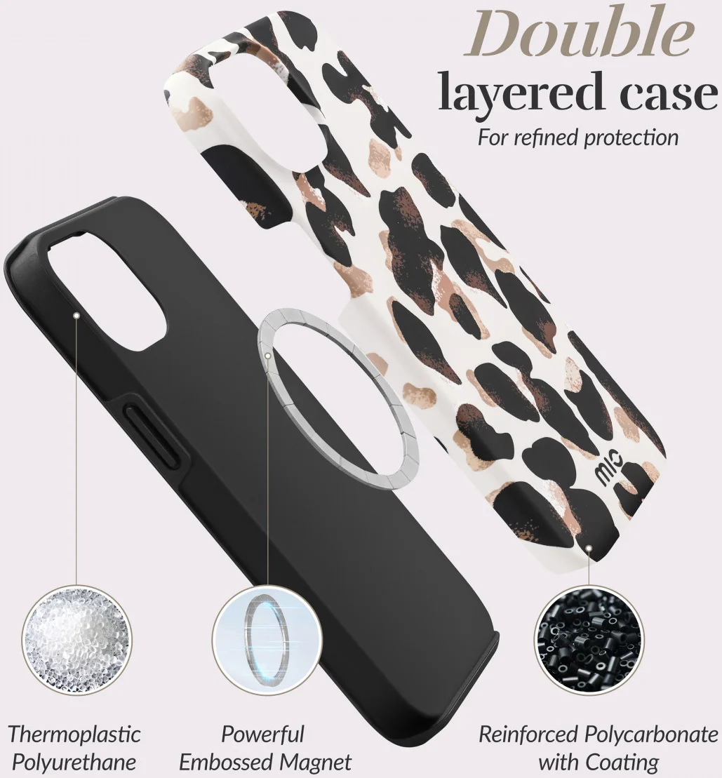 MIO MagSafe iPhone 16 Pro Max Hoesje Hard Shell Back Cover Leopard afbeelding 8