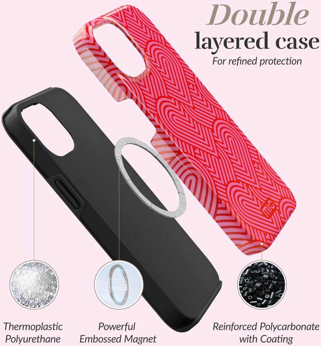 MIO MagSafe iPhone 16 Pro Max Hoesje Hard Shell Back Cover Wild Hearts afbeelding 8