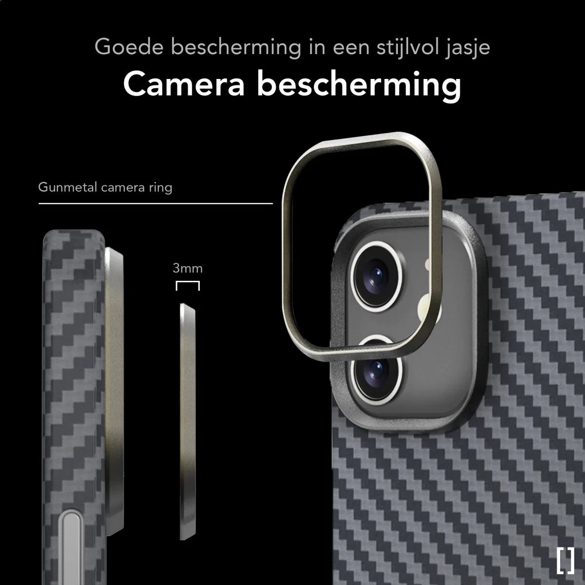 NEKIT Fiber Apple iPhone 12 / 12 Pro Hoesje MagSafe Kevlar Back Cover Dun Zwart afbeelding 4