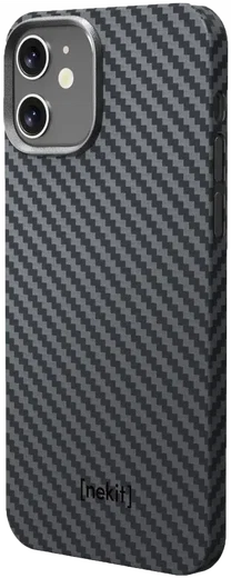 NEKIT Fiber Apple iPhone 12 / 12 Pro Hoesje MagSafe Kevlar Back Cover Dun Zwart afbeelding 15
