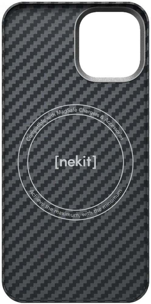 NEKIT Fiber Apple iPhone 12 / 12 Pro Hoesje MagSafe Kevlar Back Cover Dun Zwart afbeelding 16