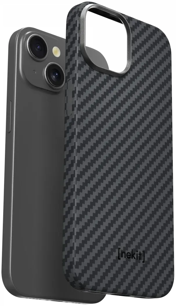 NEKIT Fiber Apple iPhone 13 Hoesje MagSafe Kevlar Back Cover Dun Zwart afbeelding 12