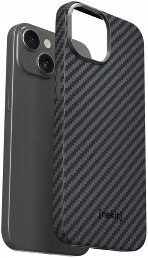 NEKIT Fiber Apple iPhone 13 Hoesje MagSafe Kevlar Back Cover Dun Zwart afbeelding 12