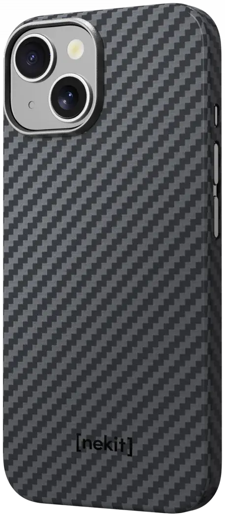 NEKIT Fiber Apple iPhone 13 Hoesje MagSafe Kevlar Back Cover Dun Zwart afbeelding 14