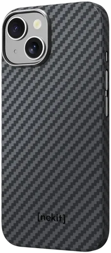 NEKIT Fiber Apple iPhone 13 Hoesje MagSafe Kevlar Back Cover Dun Zwart afbeelding 14