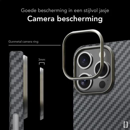 NEKIT Fiber Apple iPhone 13 Pro Hoesje MagSafe Kevlar Back Cover Dun Zwart afbeelding 4