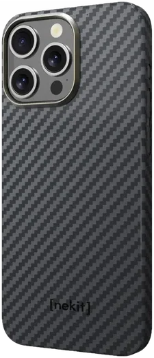 NEKIT Fiber Apple iPhone 13 Pro Hoesje MagSafe Kevlar Back Cover Dun Zwart afbeelding 14