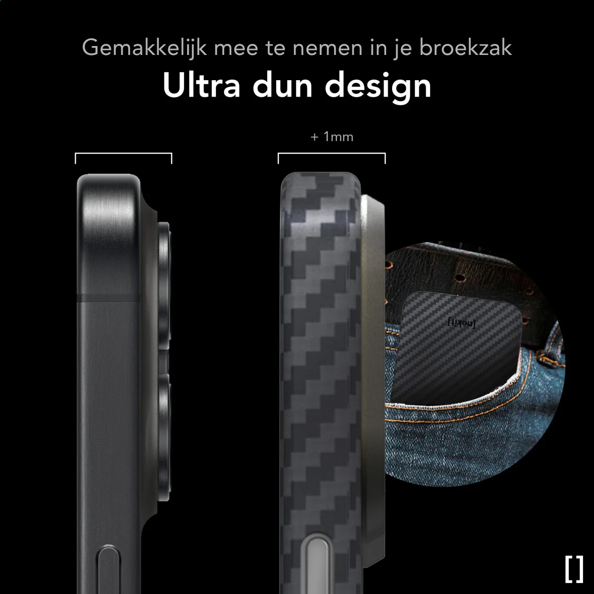 NEKIT Fiber Apple iPhone 13 Pro Max Hoesje MagSafe Kevlar Back Cover Dun Zwart afbeelding 5