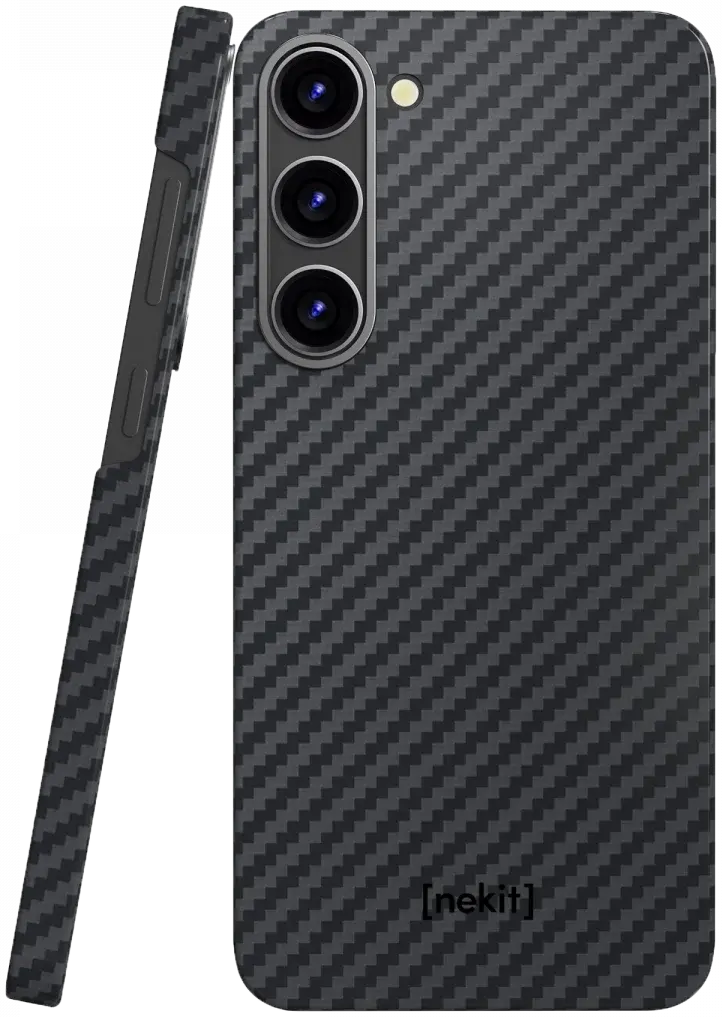 NEKIT Fiber Samsung Galaxy S23 Hoesje MagSafe Kevlar Back Cover Dun Zwart afbeelding 17