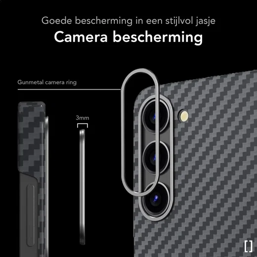 NEKIT Fiber Samsung Galaxy S23 Hoesje MagSafe Kevlar Back Cover Dun Zwart afbeelding 3
