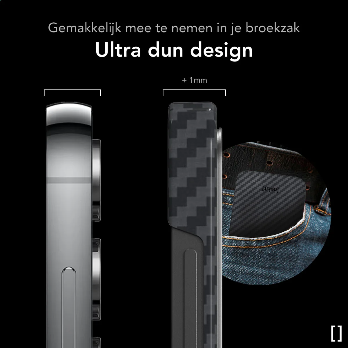 NEKIT Fiber Samsung Galaxy S23 Hoesje MagSafe Kevlar Back Cover Dun Zwart afbeelding 4