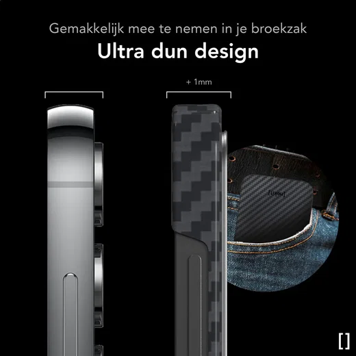 NEKIT Fiber Samsung Galaxy S23 Hoesje MagSafe Kevlar Back Cover Dun Zwart afbeelding 4