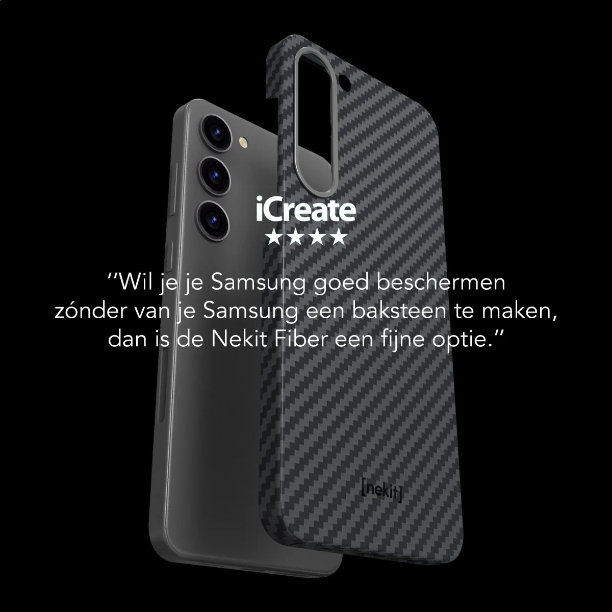NEKIT Fiber Samsung Galaxy S23 Hoesje MagSafe Kevlar Back Cover Dun Zwart afbeelding 7