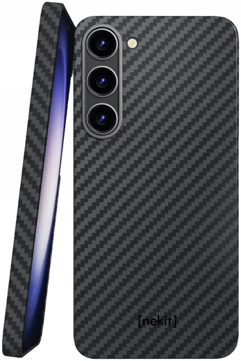 NEKIT Fiber Samsung Galaxy S23 Hoesje MagSafe Kevlar Back Cover Dun Zwart afbeelding 1