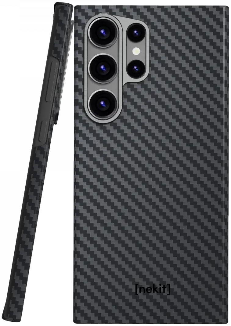 NEKIT Fiber Samsung Galaxy S23 Ultra Hoesje MagSafe Kevlar Back Cover Dun Zwart afbeelding 17
