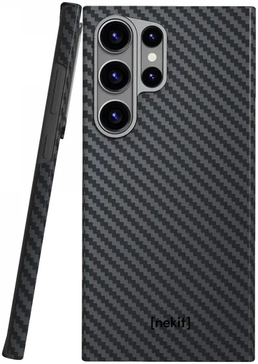 NEKIT Fiber Samsung Galaxy S23 Ultra Hoesje MagSafe Kevlar Back Cover Dun Zwart afbeelding 17