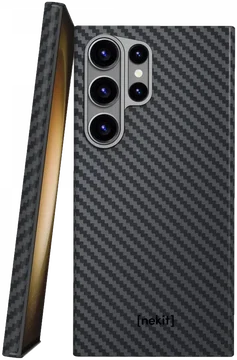 NEKIT Fiber Samsung Galaxy S23 Ultra Hoesje MagSafe Kevlar Back Cover Dun Zwart