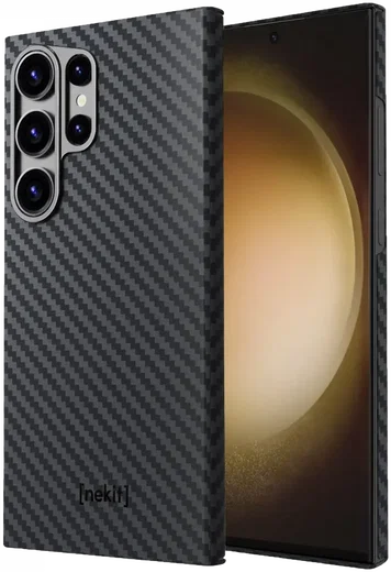 NEKIT Fiber Samsung Galaxy S23 Ultra Hoesje MagSafe Kevlar Back Cover Dun Zwart afbeelding 2