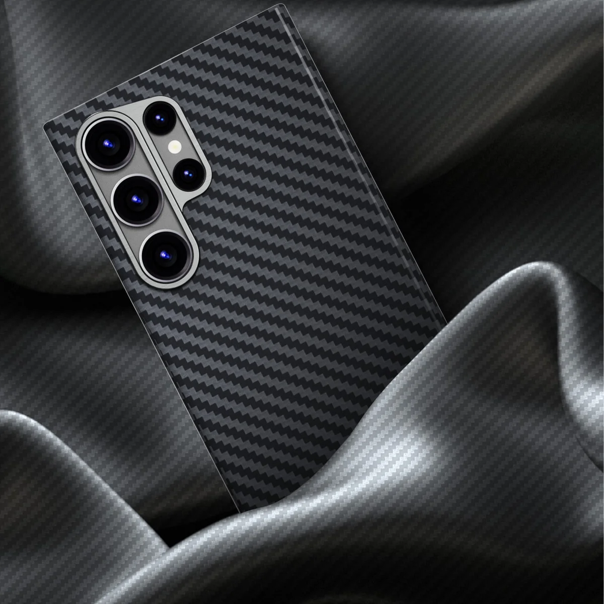 NEKIT Fiber Samsung Galaxy S23 Ultra Hoesje MagSafe Kevlar Back Cover Dun Zwart afbeelding 10