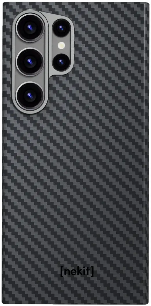 NEKIT Fiber Samsung Galaxy S23 Ultra Hoesje MagSafe Kevlar Back Cover Dun Zwart afbeelding 12