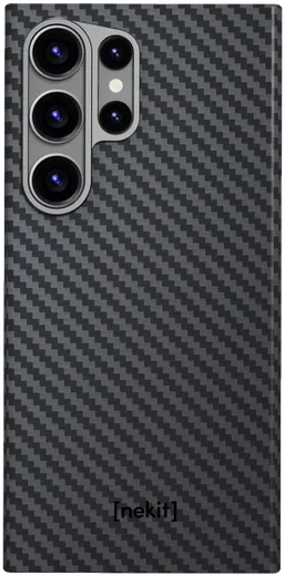 NEKIT Fiber Samsung Galaxy S23 Ultra Hoesje MagSafe Kevlar Back Cover Dun Zwart afbeelding 12