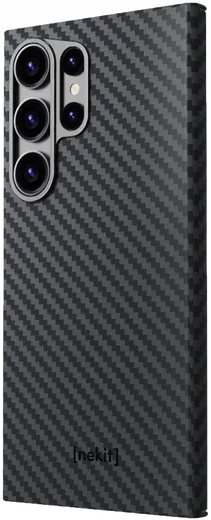 NEKIT Fiber Samsung Galaxy S23 Ultra Hoesje MagSafe Kevlar Back Cover Dun Zwart afbeelding 13
