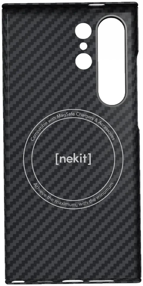 NEKIT Fiber Samsung Galaxy S23 Ultra Hoesje MagSafe Kevlar Back Cover Dun Zwart afbeelding 15