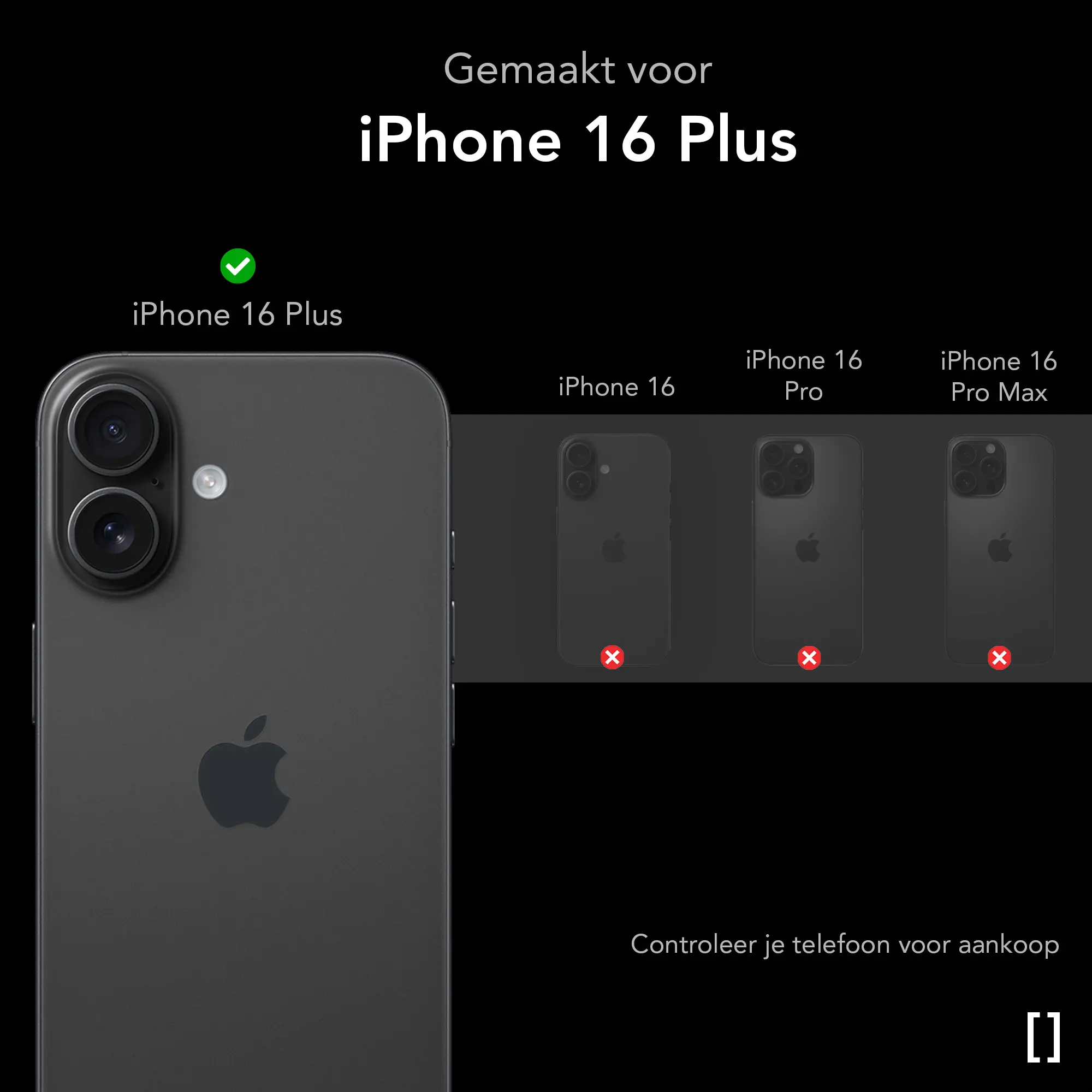 NEKIT Apple iPhone 16 Plus Hoesje met MagSafe Back Cover Dun Zwart afbeelding 2