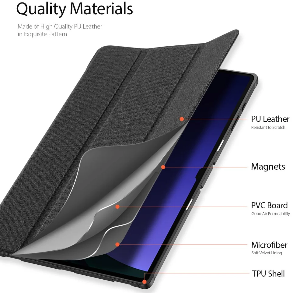 Dux Ducis Domo Samsung Galaxy Tab S10 Ultra Hoes Tri-Fold Book Case Zwart afbeelding 7