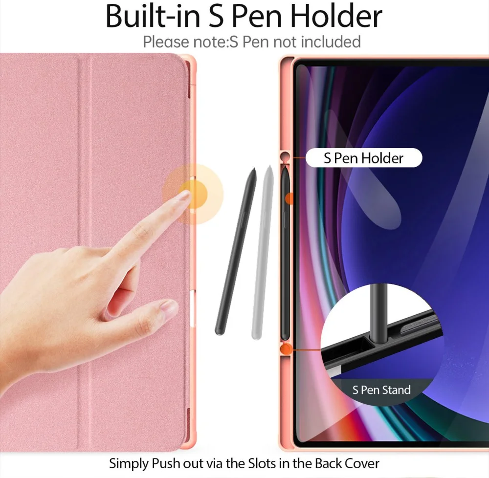 Dux Ducis Domo Samsung Galaxy Tab S10 Ultra Hoes Tri-Fold Book Case Roze afbeelding 4