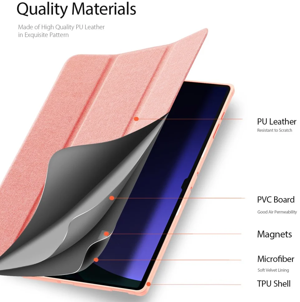 Dux Ducis Domo Samsung Galaxy Tab S10 Ultra Hoes Tri-Fold Book Case Roze afbeelding 7