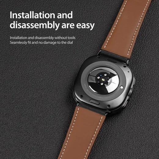 Dux Ducis YA - Samsung Galaxy Watch Ultra Bandje - Echt Leer - Zwart afbeelding 6