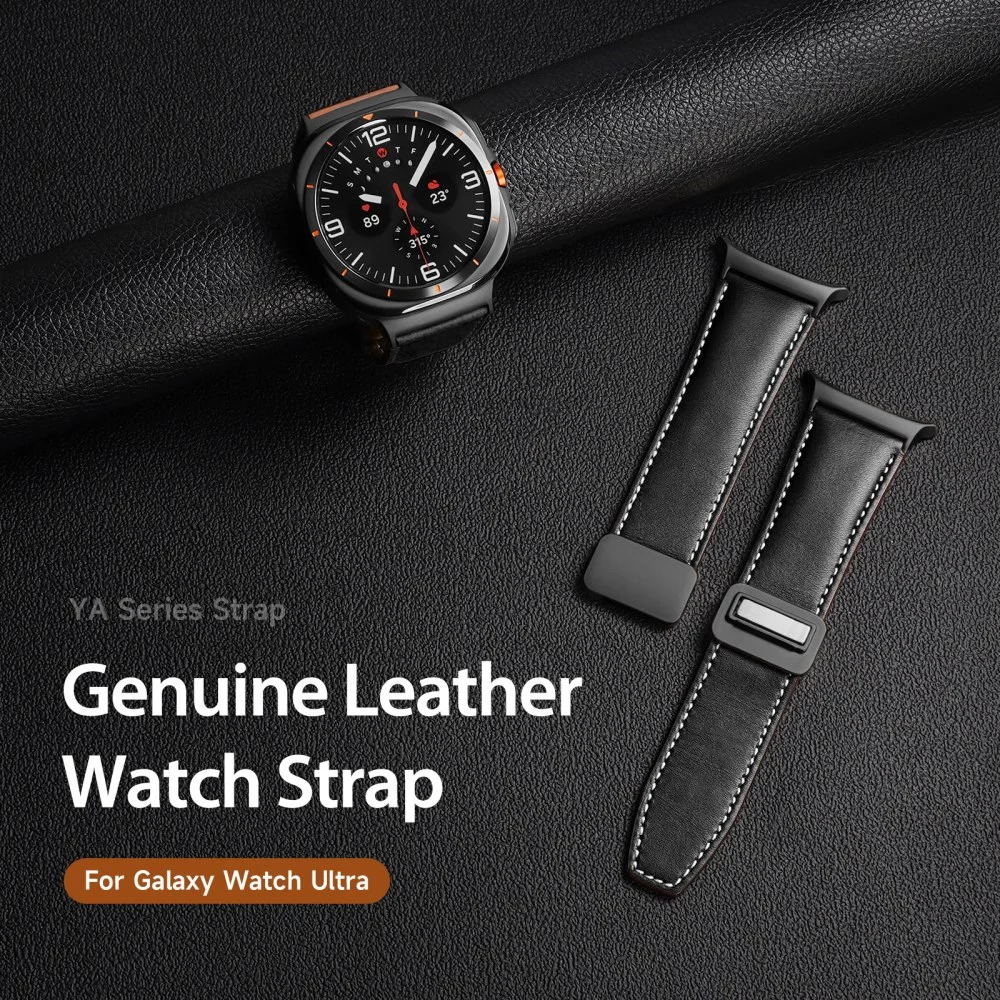 Dux Ducis YA - Samsung Galaxy Watch Ultra Bandje - Echt Leer - Zwart afbeelding 3