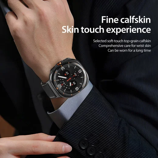 Dux Ducis YA - Samsung Galaxy Watch Ultra Bandje - Echt Leer - Zwart afbeelding 7