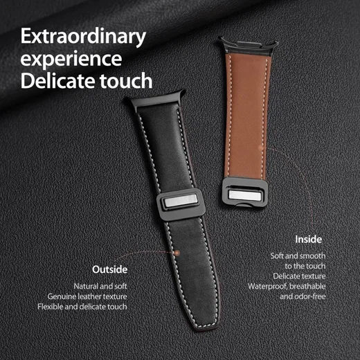 Dux Ducis YA - Samsung Galaxy Watch Ultra Bandje - Echt Leer - Zwart afbeelding 8