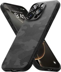 Ringke Onyx Apple iPhone 16 Pro Max Hoesje Flexibel TPU Back Cover Camo Zwart afbeelding