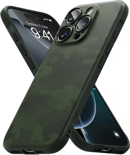 Ringke Onyx Apple iPhone 16 Pro Max Hoesje Flexibel TPU Back Cover Camo Groen afbeelding 1