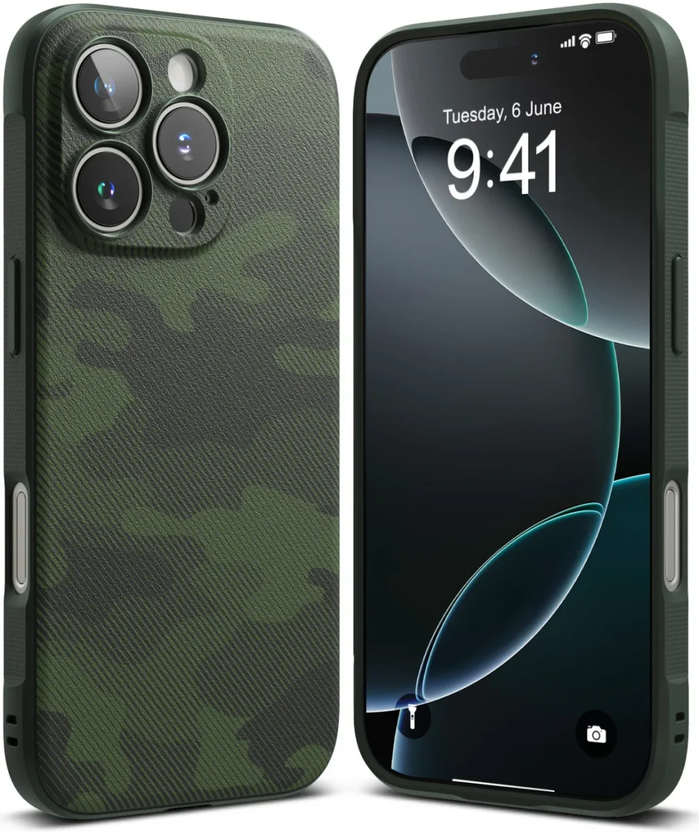 Ringke Onyx Apple iPhone 16 Pro Max Hoesje Flexibel TPU Back Cover Camo Groen afbeelding 2