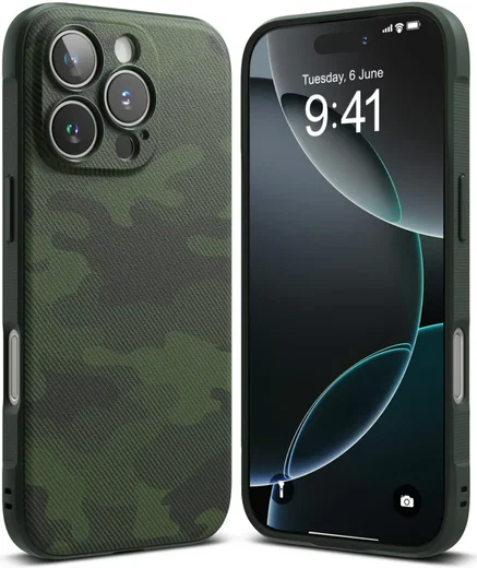 Ringke Onyx Apple iPhone 16 Pro Max Hoesje Flexibel TPU Back Cover Camo Groen afbeelding 2
