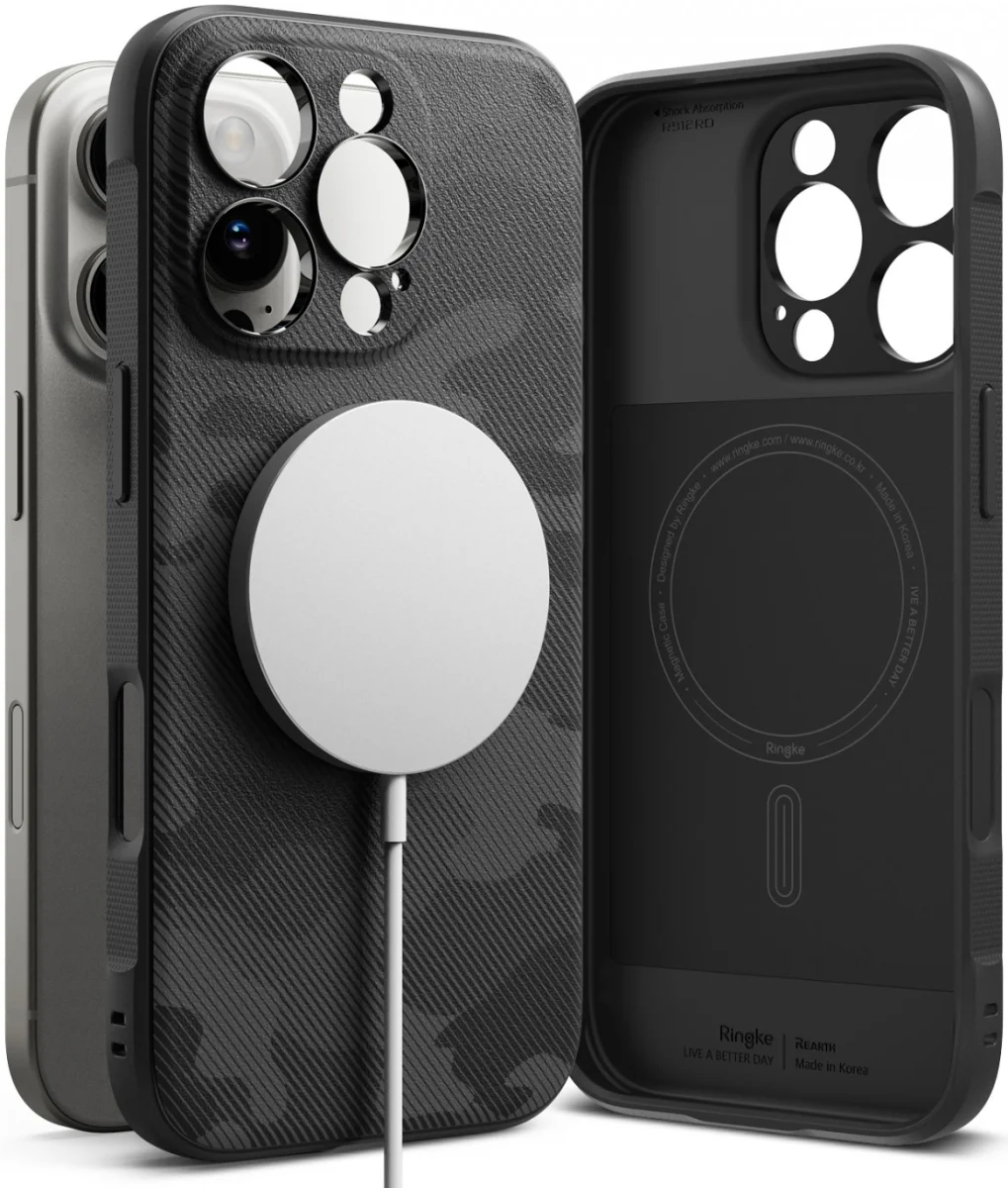 Ringke Onyx Magnetic Apple iPhone 16 Pro Max Hoesje MagSafe Camo Zwart afbeelding 1