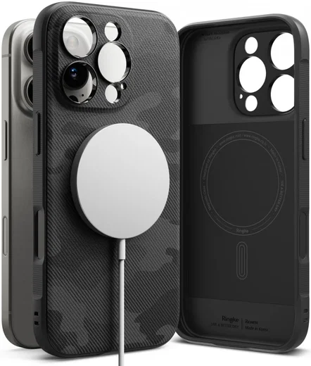 Ringke Onyx Magnetic Apple iPhone 16 Pro Max Hoesje MagSafe Camo Zwart afbeelding 1