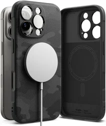 Ringke Onyx Magnetic Apple iPhone 16 Pro Max Hoesje MagSafe Camo Zwart afbeelding
