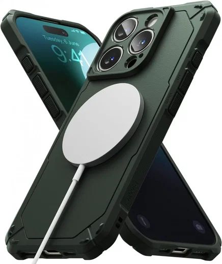 Ringke Rugged Gear Magnetic Apple iPhone 16 Pro Max Hoesje MagSafe Groen afbeelding 1