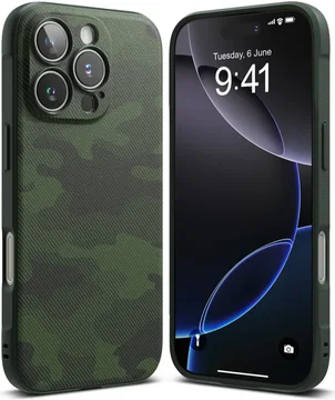 Ringke Onyx Apple iPhone 16 Pro Hoesje Flexibel TPU Back Cover Camo Groen