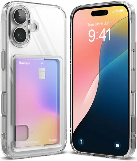 Ringke Fusion Card Apple iPhone 16 Plus Hoesje Kaarthouder Transparant afbeelding 2