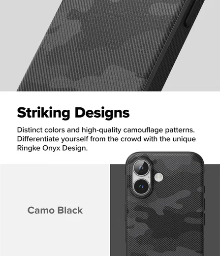 Ringke Onyx Apple iPhone 16 Plus Hoesje Flexibel TPU Back Cover Camo Zwart afbeelding 5